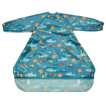 ビベッタ ワイプイージー カバーオール 長袖ビブ ターコイズ シークリーチャー Bibetta コントリビュート 防水 離乳食 エプロン お食事 長袖 ビブ スリーブ付き【メール便送料無料】